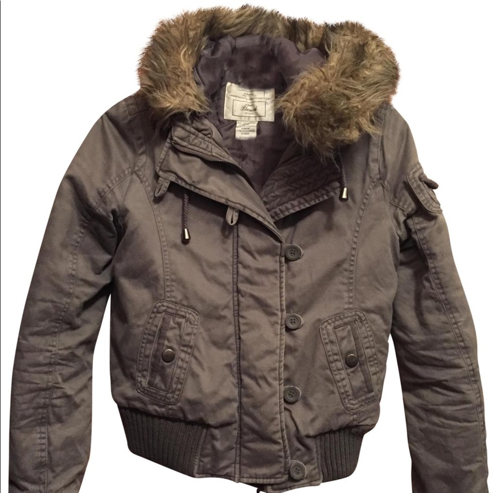 Fall winter jacket with fur-trimmed hood